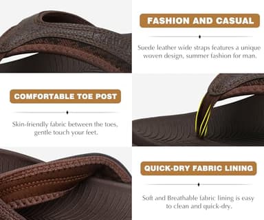 KuaiLu Mens Leather Sport Flip Flops Comfort Orthotic Thong Sandals with Plantar Fasciitis Arch Support for Outdoor Summer - Image 6