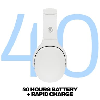 Skullcandy Crusher Evo Wireless Bluetooth Headphones with Extra USB-C Charging Cable, Multi-Sensory Bass, Noise Isolating Over-Ear Fit, 40 Hours Battery, Microphone for iPhone Android - Bone - Image 3