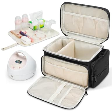 Breast Pump Bag Fit for Spectra S1 and S2, Pumping Bag with Waterproof Mat for Pump Accessories, Portable Pump Carrying Case for Work, Travel and Family Use, Black - Image 2