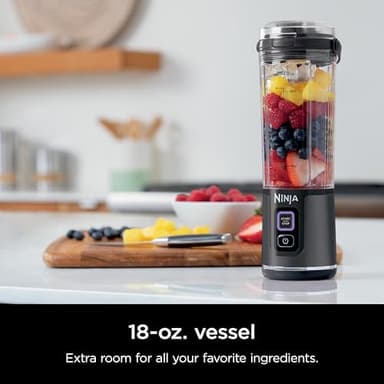 Ninja Blast Portable Blender, Cordless, 18oz. Vessel, Personal Blender For-Shakes and Smoothies, BPA Free, Leakproof-Lid and Sip Spout, USB-C Rechargeable, Dishwasher Safe, Metallic Black, BC151MB - Image 2