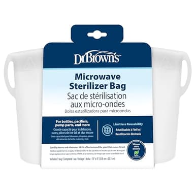 Dr. Brown's Microwave Steam Sterilizer Bag for Baby Bottles, Breast Pump Parts & Other Toddler Accessories, 100% Silicone, Reusable Sterilizing Bag - Image 1