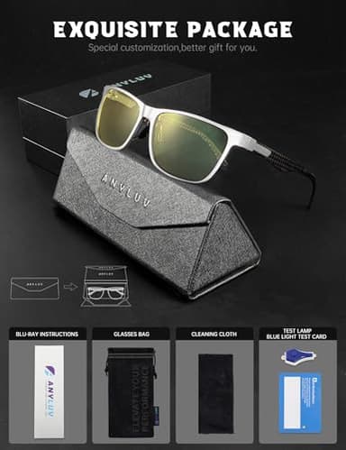 ANYLUV Blue Light Blocking Glasses Men Computer Gaming Glasses Lightweight Al-Mg Metal Anti Eyestrain Eye Protection - Image 7