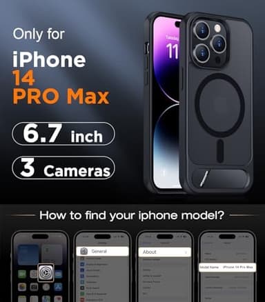 Temdan Magnetic Compatible with iPhone 14 Pro Max Case, [Built-in Invisible Kickstand][Compatible with MagSafe] [Military Grade Shockproof] Slim Translucent Matte Phone Case for iPhone 14 Pro Max 6.7" - Image 3