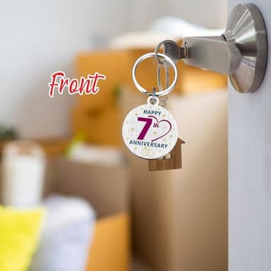 7 Year Anniversary Keychain Gifts for Husband Wife Him Her- Happy 7th Seven Anniversary Keychain for Women Men - Image 4
