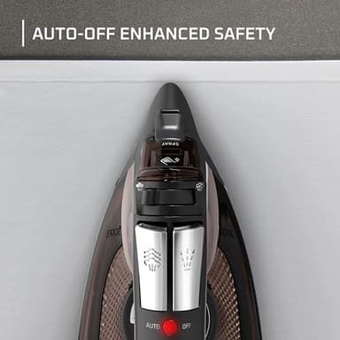 Rowenta Access Stainless Steel Soleplate Steam Iron with Retractable Cord, Powerful Steam Diffusion, Auto-off and Anti-Drip, 1725 Watts, Black Clothes Iron, DW2459 - Image 6