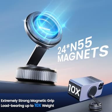 Car Phone Holder for Magsafe [96LBS Ultra Vacuum Suction+2800gf Ultra Magnetic] Car Phone Mount 360° Adjustable, Phone Holders for Your Car for iPhone 17 Pro Max 16 15 14 13 12 Air Plus (Carbon Fiber) - Image 3