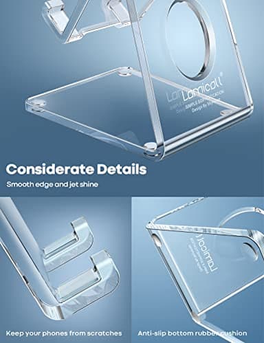 Lamicall Cell Phone Stand, Desk Accessories - Clear Office Cell Phone Holder, Acrylic Phone Stand, Desktop, Acrylic Office Desk Accessories, Office Decor, Suitable for iPhone, 4-8'' Phone - Image 5