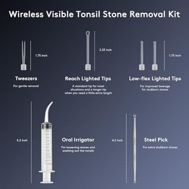 Tonsil Stone Removal Kit with Camera- 2025 Upgraded Tonsil Stone Remover Tool Connect with WIFI - Visual Led Light Tonsillolith Removal Tool with 4 Head Attachments (Black) - Image 2