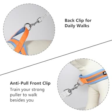 AIITLE Soft Padded Dog Vest Harness, No Pull Dog Harness with A Handle, Escape Proof/Quick Fit Reflective Dog Strap Harness, Easy for Training Walking Running for Small Dogs Orange-Blue XS - Image 5