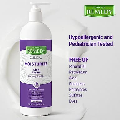 Medline Remedy Clinical Skin Cream, Vanilla Scent (16 fl oz), 2 Count, Moisturizing Face and Body Cream for All Ages, Paraben & Sulfate Free, Quick Absorbent Formula, Hypoallergenic Skin Moisturizer - Image 4