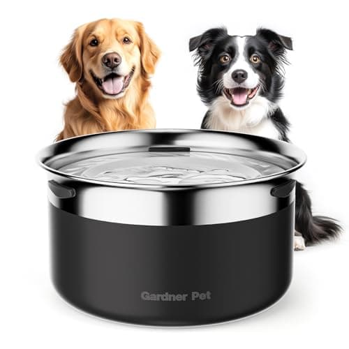 Gardner Pet Dog Bowls 1 Gallon (3.85L) Stainless Steel No Spill Dog Water Bowl, Slow Water Feeder Metal Bowls, Spill Proof Water Dispenser for Large Dogs, Promotes Healthy Hydration(Black) - Image 1