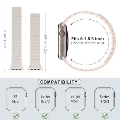 Amizee Magnetic Bands Compatible with Apple Watch Band 49/46/45/44/42/41/40/38mm Women Men, Sport Silicone Strap for iWatch Ultra 3/2/1 Series 11 10 9 8 7 6 5 4 SE3/2/1 (42/41/40/38, Starlight Pink) - Image 6