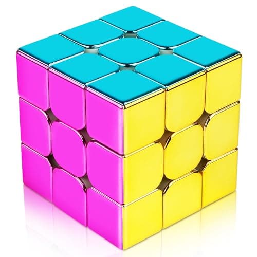 D-FantiX Mirror Reflective Magnetic Speed Cube 3x3x3, Cyclone Boys Original Stickerless Magic Cube, Unique Shiny Metallic Color Speedcube with Display Stand, Birthday Gift Ideas for Boys Girls Adults - Image 1