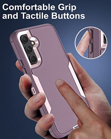 Dahkoiz Samsung Galaxy A54 5G Case, with Glass Screen Protector, Dust-Proof Port Cover, Magnetic Car Mount Support, Full Body Silicone Rubber Protection Phone Case for A54 6.4-Inch, Pink/Purple - Image 5
