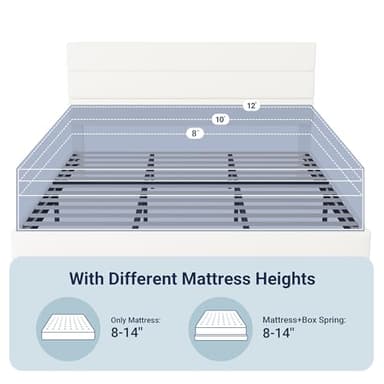 Allewie King Size Platform Bed Frame with Velvet Upholstered Headboard and Wooden Slats Support, Fully Upholstered Mattress Foundation/No Box Spring Needed/Easy Assembly, White - Image 7