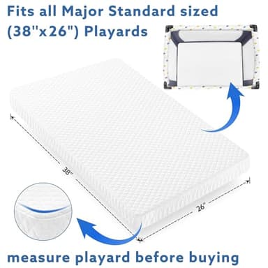 Pro Goleem Pack and Play Mattress (38"x26"), Waterproof Pack n Play Mattress Pad with Carry Bag, Soft Playard Mattress for Babies and Toddlers - Image 2