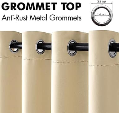 MIULEE Room Darkening Curtains Thermal Insulated Drapes Solid Window Treatment Set Grommet Top Light Blocking Blackout Curtain for Living Room/Bedroom 2 Panels 52 x 96 inch Cream Beige - Image 4