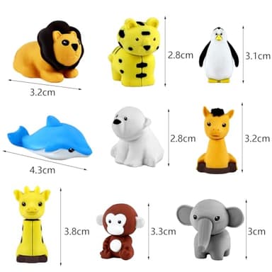 URSKYTOUS 60Pcs Animal Erasers Desk Pets for Kids Animal Pencil Erasers Bulk Puzzle Eraser Toys Gifts for Classroom Prizes,Game Reward,Treasure Box,Easter Egg Fillers,Goodie Bag Stuffers,Party Favors - Image 3