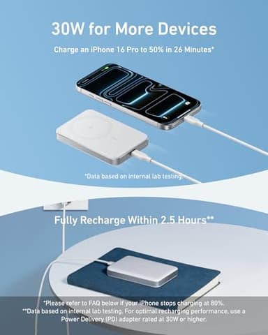 Anker MagGo Power Bank, Ultra-Slim 10,000mAh Magnetic Battery Pack, Qi2 Certified 15W Ultra-Fast MagSafe Compatible Portable Charger, Ergonomic Design, for iPhone17/16/15/14 Series Only（Not for Pixel） - Image 6