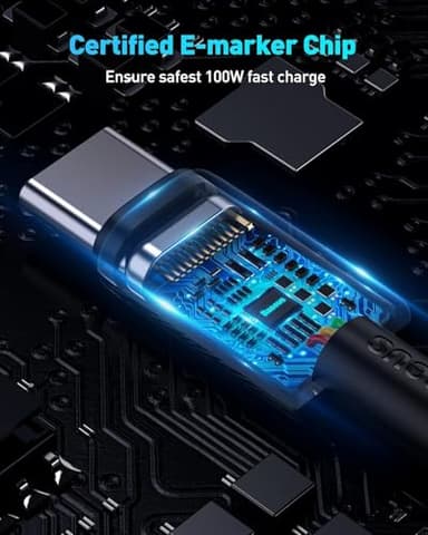 Baseus USB C Cable, 100W PD 5A QC 4.0 Fast Charging USB C to USB C Cable, Zinc Alloy Nylon Braided USB Type C Charger Cable for iPhone 17 16 Pro Plus Pro Max, MacBook, iPad Pro, Samsung S23/S22 (10ft) - Image 6