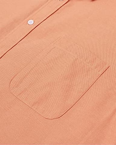 Alimens & Gentle Mens Solid Oxford Shirt Long Sleeve Dress Shirt Work Casual Button Down Shirts with Pocket Orange Yellow - Image 4