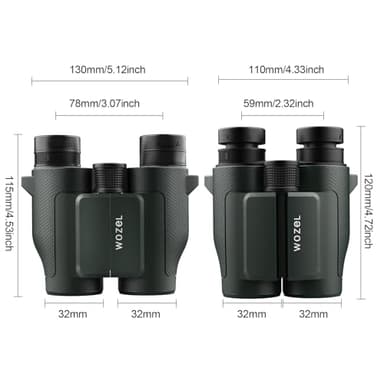 15x32 Compact Binoculars for Adults and Kids - WOZEL High Powered Small Binoculars for Bird Watching, Hunting, Travel, Hiking, Concert, Sports and Outdoors - Easy Focus with Large Objectives - Green - Image 9