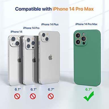 Miracase Designed for iPhone 14 Pro Max Phone Case with Screen Protector,[Upgraded Enhanced Camera Protection],Shockproof Liquid Silicone Case with Microfiber Lining,6.7 inch, Acacia Green - Image 6
