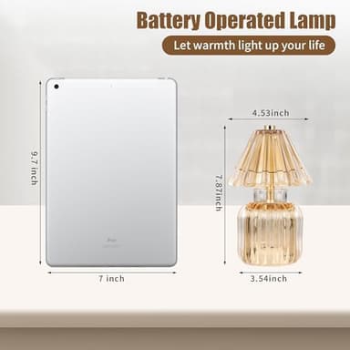 Battery Operated Lamp with Auto-Off Timer, Cordless Table Night Light for Bedroom & Entryway, Portable LED Lamp for Home, Outdoor, Camping No Battery Included (Umbrella Design - Amber - Image 4