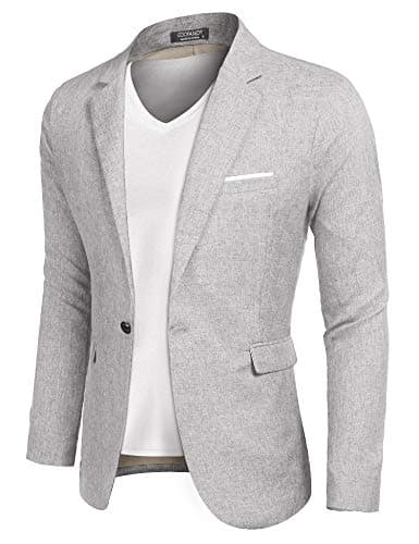 COOFANDY Men's Casual Suit Blazer Jackets Lightweight Sports Coats One Button Sky Grey - Image 1
