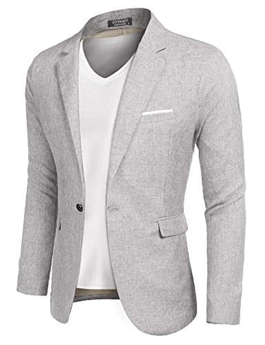 COOFANDY Men's Casual Suit Blazer Jackets Lightweight Sports Coats One Button Sky Grey - Image 1