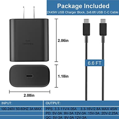 45W USB C Fast Charger, 45Watt Samsung Super Fast Charger Type C with 6.6ft Android Fast Charging Cord for Samsung Galaxy S25 Ultra/S25/S24/S23 Ultra/S22 Ultra/S20 Ultra/Note 10 Plus/Galaxy Tab S8 - Image 7