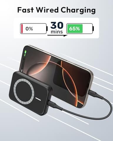 Bilivein Magnetic Phone Charger 10000mAh, 15W Wireless Portable Phone Charger, 20W USB C Fast Charging Magnetic Battery Pack for iPhone 16/15/14/13/12 Series-Black - Image 4