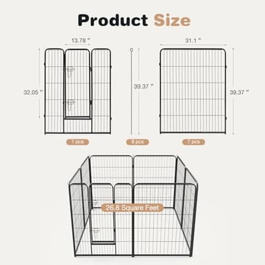 SMUG Heavy-Duty Iron Dog Playpen – 8 Panels 40” Durable, Rust-Resistant Pet Fence for Indoor & Outdoor Use, Secure & Spacious Pet Play Area for Dogs, Puppies & Small Animals - Image 6
