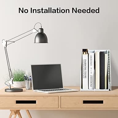 Deli Collapsible Magazine File Holder, Desk Organizer Document Folder for Office Organization and Storage, 3 Vertical Compartments, Gray - Image 3