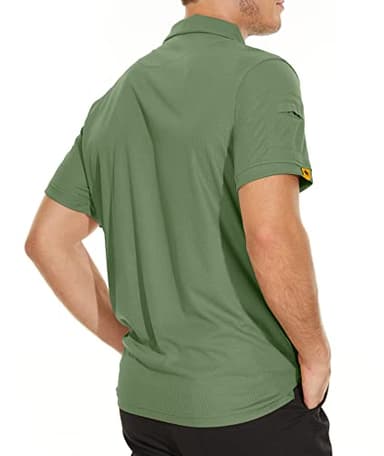 V VALANCH Men's Polo Shirts Green Golf Shirts Moisture Wicking Shirts for Men Short Sleeve Summer Hiking Shirts,Green,2XL - Image 3