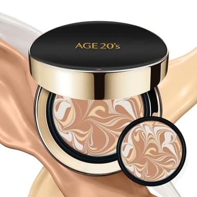AGE20'S Signature Essence Pact SPF 50+ | Pack of 2 | 23 Medium Beige | Cream Foundation, Dewy Finish, Natural Coverage | Korean Cushion Foundation - Image 1