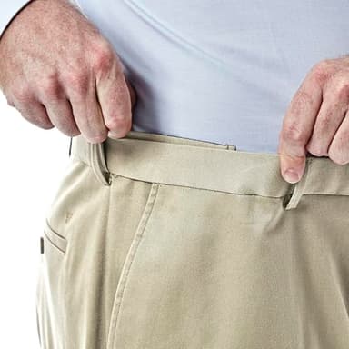 Haggar mens Big-tall Premium No Iron Khaki Classic-fit Expandable-waist Flat-front Pants, Khaki, 46W x 30L US - Image 4
