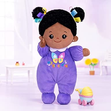 OUOZZZ 10" Black Baby Doll for 1 Year Old Girl Gifts - First African American Baby Dolls Toys for Girl Birthday Christmas Plush Gift for Toddler - Image 5
