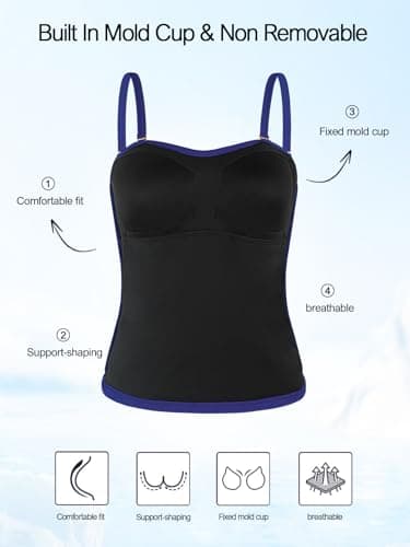 Ocean Blues Women's Navy Blue Bandeau Tankini Top Ruched Tummy Control Bikni Top Strapless Bathing Suit Top Only Size XXXX-Large - Image 2