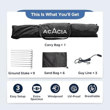 ACACIA Sun Shelter Pop up Beach Tent, 4-Person Portable Camping Tent with UPF 50+ Protection, Easy Setup Sun Shade, 9.5×9.5ft Privacy Sunshade for Beach, Camping & Backyard - Image 5