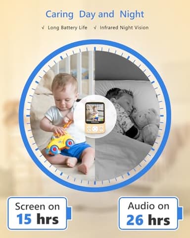 HelloBaby Monitor with Camera and Audio,4" IPS Portable Screen Video Baby Monitor with 26Hrs Battery Life No WiFi,Remote Pan-Tilt-Zoom Camera with Night Vision,2-Way Talk and 1000ft Range - Image 5