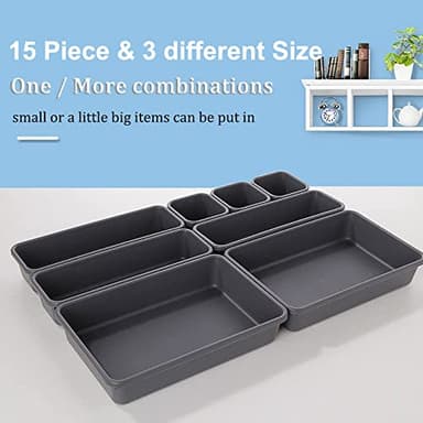 Kutesna 15 PCS Interlocking Desk Drawer Organizer Separator for Office,Bathroom,Kitchen,Makeup（Black） - Image 6