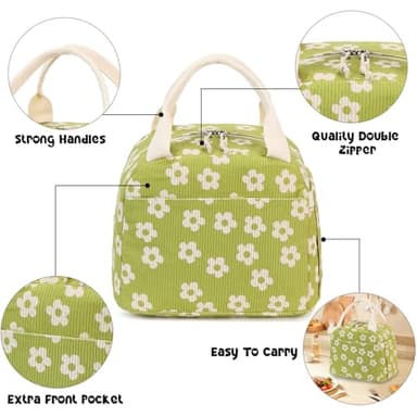 Bluboon Lunch Bag for Women Men Cute Corduroy Lunch Tote Bags Reusable Insulated Lunch Box Large Capacity Reusable Insulated Cooler for Work Picnic or Travel - Image 4