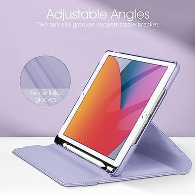 Fintie Rotating Case for iPad 9th Generation (2021) / 8th Generation (2020) / 7th Gen (2019) 10.2 Inch - 360 Degree Rotating Stand Cover with Pencil Holder, Auto Wake Sleep, Lilac Purple - Image 9