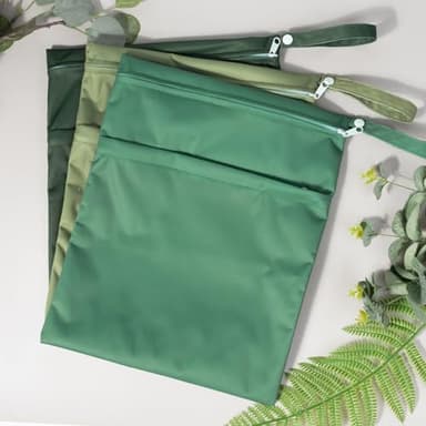 ALVABABY 3pcs Baby Cloth Diaper Wet/Dry Bags|Waterproof Reusable with Two Pockets|Travel, Beach, Pool, Daycare, Soiled Baby Items,Yoga,Gym Bag for Swimsuits or Wet Clothes 3L-ZM09 - Image 5