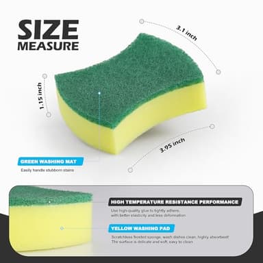 Kitchen Cleaning Sponges,24 Pack Eco Non-Scratch for Dish,Scrub Sponges - Image 2