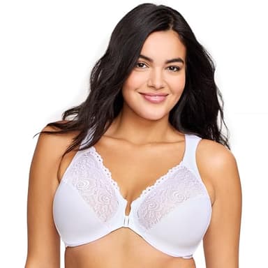 Glamorise Full Figure Plus Size Wonderwire Front-Closure Bra Underwire #1245 White - Image 9