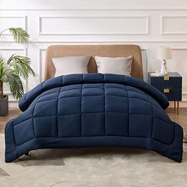 Bedsure Comforter Duvet Insert - Quilted Comforters Cal King Size, All Season Duvet, GentleSoft Down Alternative Bedding, with 8 Tabs, Gifts for Women/Men, Navy Blue, California King 96 X 102 Inches - Image 9