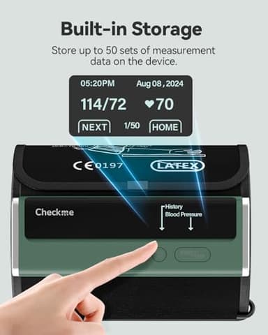 Checkme Blood Pressure Monitor for Home Use - Upper Arm Cuff, Bluetooth BP Machine, Accurate Readings in 30 sec, App Enabled for iOS & Android, Stores 50 BP Readings, Green - Image 3