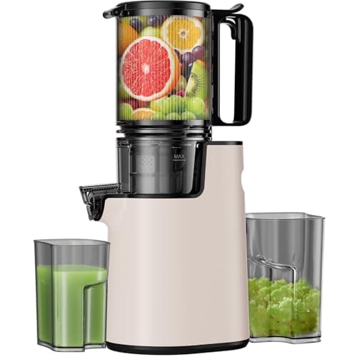 Cold Press Juicer, Juicer Machines with 5.4" Wide Feed Chute for Juice Extractor, Professional Slow Masticating Juicer for Whole Vegetables & Fruits with High Juice Yield, Easy to Clean(Pink) - Image 1